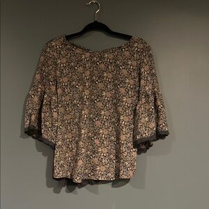 Floral Women's Top - Black and Brown